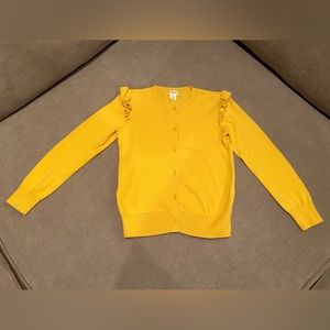 J.Crew Girl’s Crewcuts Ruffle-Shoulder Cardigan Sweater in Yellow Size 8.